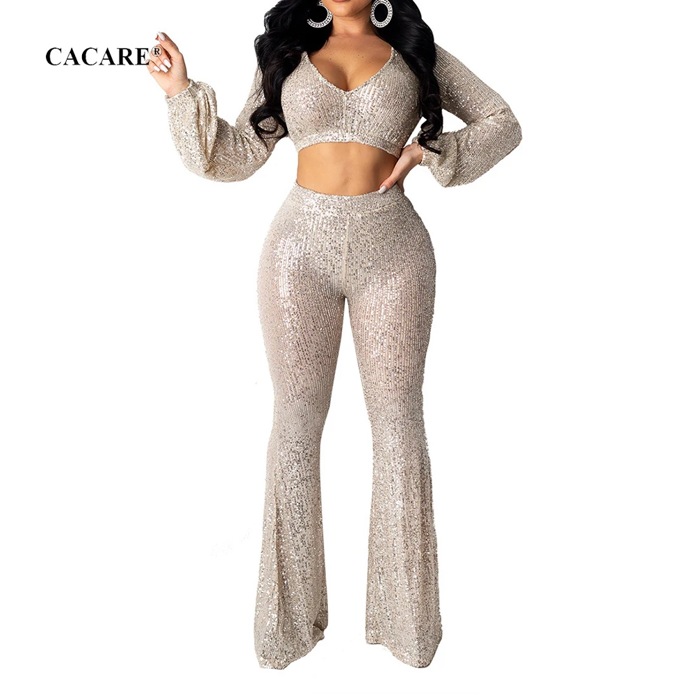 

CACARE Sequins Womens Sets Two Piece 2019 CHEAPEST 2 Piece Autumn Matching Sets Pants Top F0701 2 Choices
