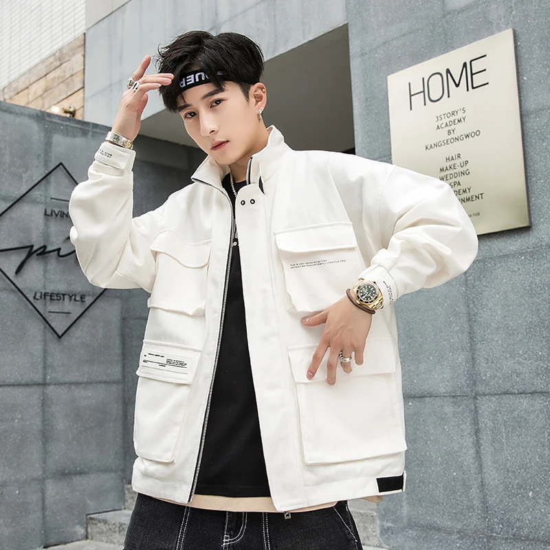 

2020 Tide Brand Leisure Time Jacket Male More Pocket Easy chaqueta windbreaker hombre clothes Chinese Style Black