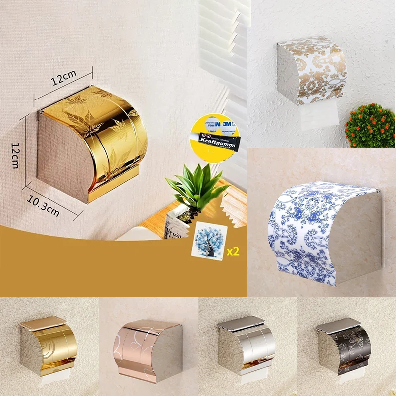 Stainless Steel Wall Toilet Paper Roll Holder Black Silver Self Adhesive Toilet Paper Holder for Bathroom Stick Wall Towel Rack