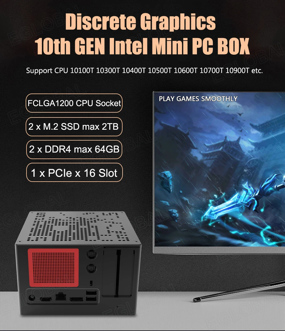 High-Performance DIY Mini Computer with In-tel Core I3/I5 10th Gen, Windows 10 OS, 4K 60Hz, HDMI/DP, and PCIE 16 for Half-Height GPU – Ideal for Gaming and HTPC. Description Image.This Product Can Be Found With The Tag Names Barebone Mini PC, Computer Office, Desktop gaming pc