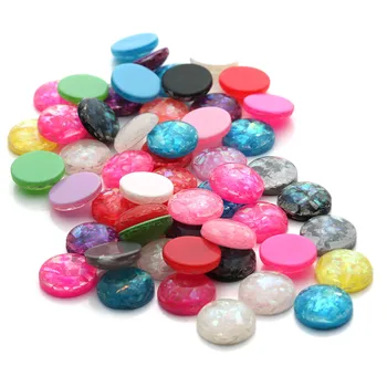 

30pcs/lot Resin Cabochon Beads Imitation opal Shell pattern Round Loose Beads Cabochon Cameo Fit Pendants Bsase Tray For Jewelry