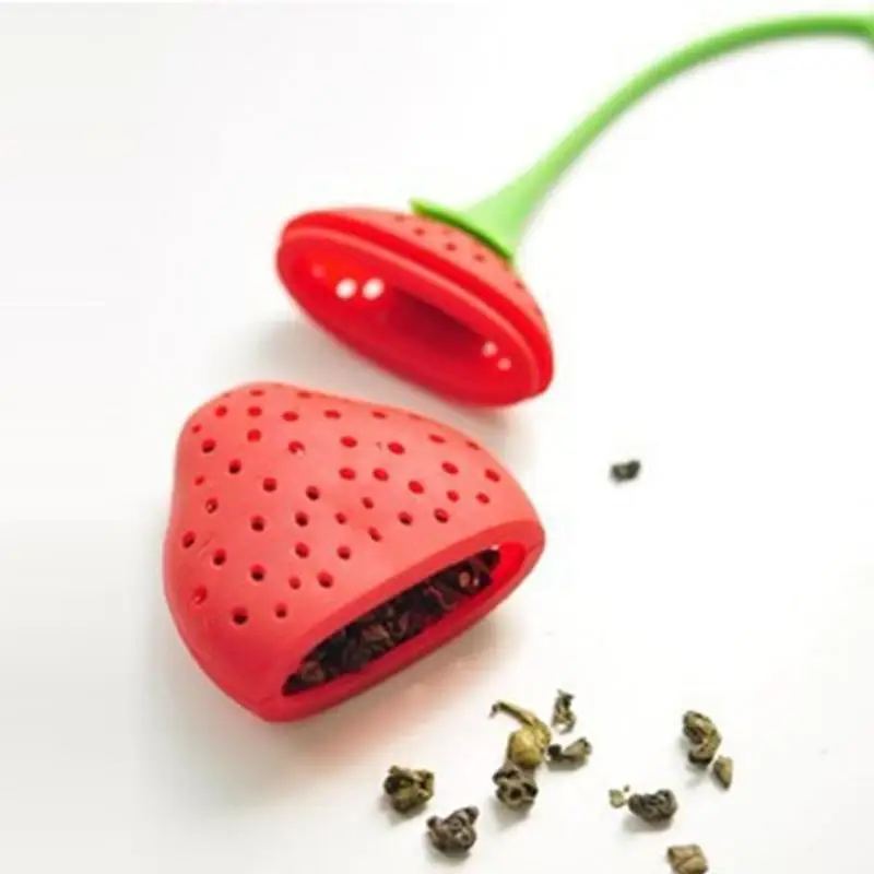 

Tea Infuser Food Grade Silicone Strawberry Shape Mesh Tea Strainer Coffee Herb Spice Filter Diffuser Teaware Kitchen Accessory