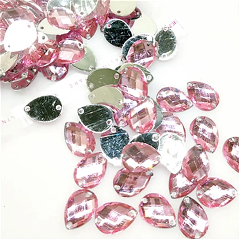 PINK 100 шт DIY ручные дрели аксессуары акриловые капли воды ручная швейная дрель 14*10 мм - Цвет: PINK