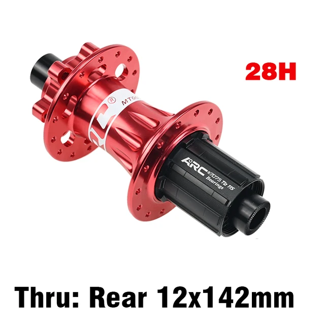 ARC Newest 28 Holes Mountain Bike Hub Disc Brake Aluminum Alloy Bicycle Hub 4 Pawls 48 Clicks Front Hub Rear Hub Warranty 1 Year 28H Rear Thru