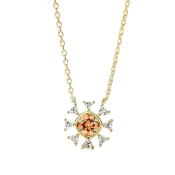 

Sun Flower Sterling Silver Necklace Temperament Fresh Forest Clavicle Chain 14k Gold Micro-inlaid Zircon Pendant Valentine's Day