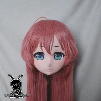 Günstig (Kaninchen 98) Harz Kreuz Kleid Hübsches Mädchen Kopf BIETEN Puppe Maske Japanischen Anime Kigurumi Maske Cosplay Mit Perücke