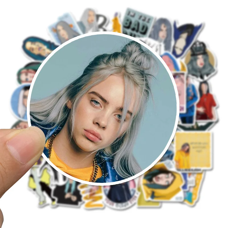 50 шт. Billie Eilish стикер прекрасный мультфильм для чемодана ноутбука Скейтборд Стиль телефон багажные игрушки с наклейками наклейка s F4