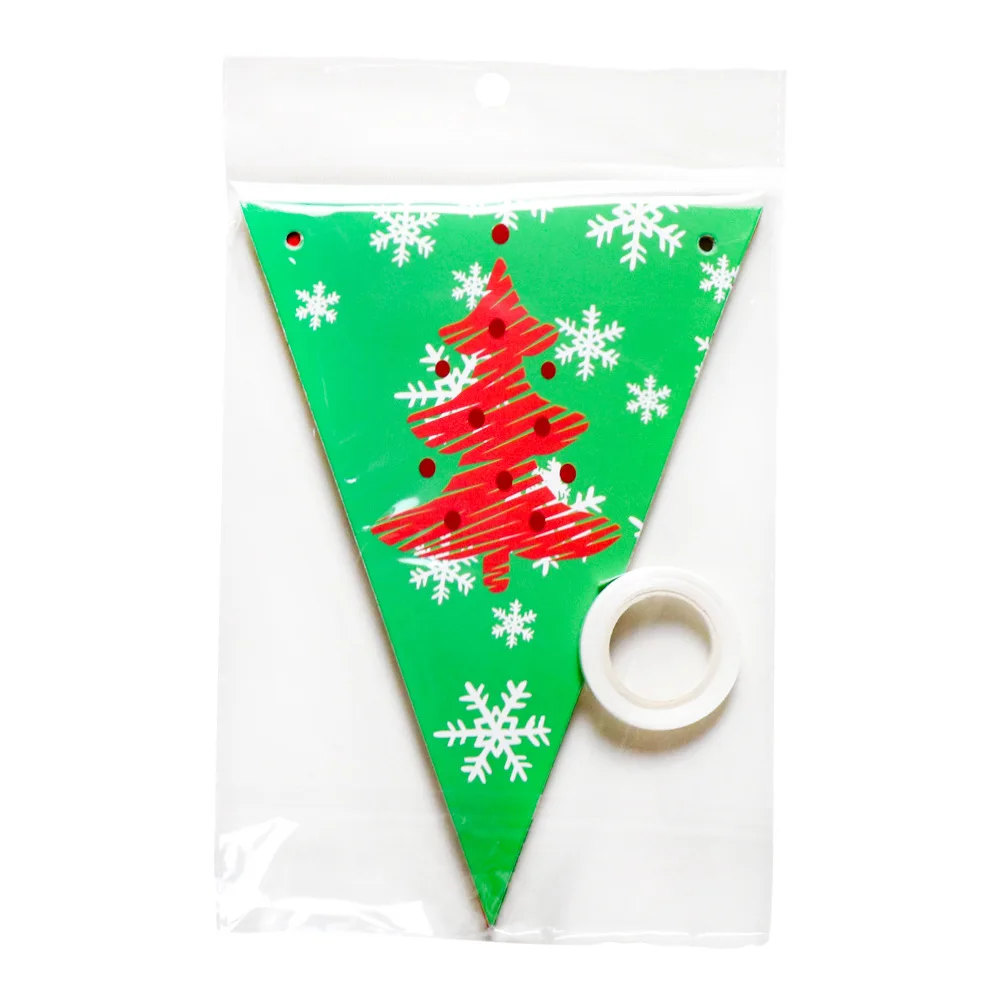 Christmas Decoration Hanging Flag Lettered Triangular Hanging Flag Latte Art Deer Tree Latte Art Pull Hanging Flags Shopping Mal