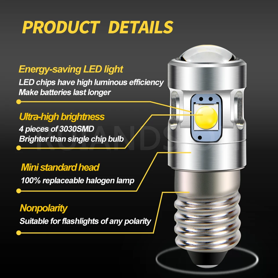 Ruiandsion E10 lampadine a torcia a LED 1-9V 5-30V lampadine a ve in