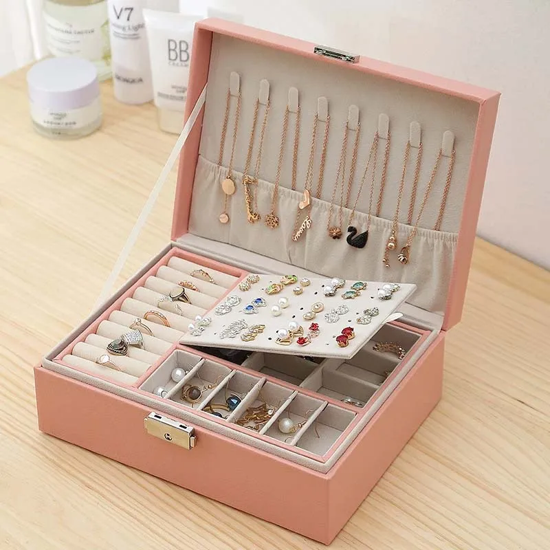 Jewelry-Box Gift-Box Velvet Space Large European High-Capacity Double-Layer