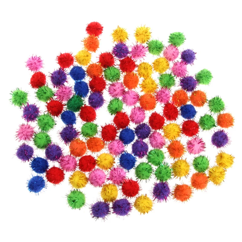 100 PCS Colorful Mini Sparky Glitter Tinsel Balls Small Pom Ball For Cat Toys | Игрушки и хобби