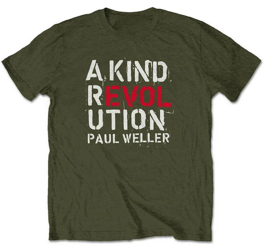 Paul Weller' Einer Revolution' (Gr��n) T-Shirt - Neu Und Offiziell Cotton Men Clothes Tops Tee Shirt |