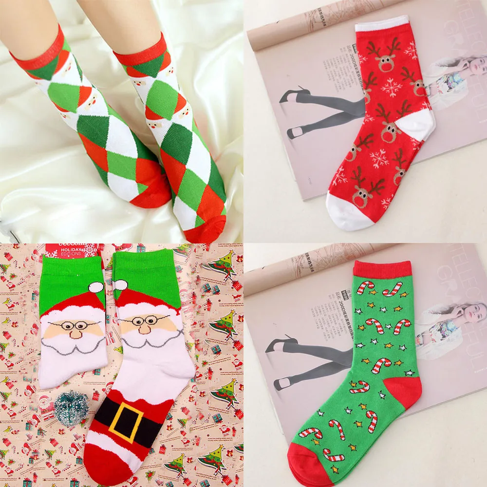 Удобные рождественские хлопковые носки в полоску для мужчин и женщин; короткие носки до лодыжки