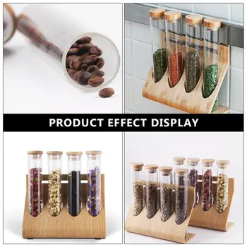 

1 Set Coffee Beans Display Rack Glass Bottle Storage Rack With Test Tube Clear Glass Bottle