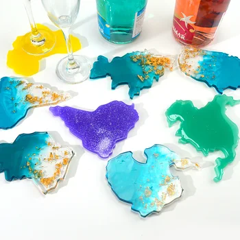 

DIY Seven Continents Map Coaster Resin Molds Oceania Africa Europe Asia Map Silicone Tray Fruit Cup Mat Epoxy Resin Mold