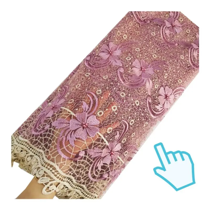 

New Arrival Onion Lace Fabric Cord Edge Embroidery Nigerian Lace Fabrics High Quality 2019 for African Wedding Dressess Lace