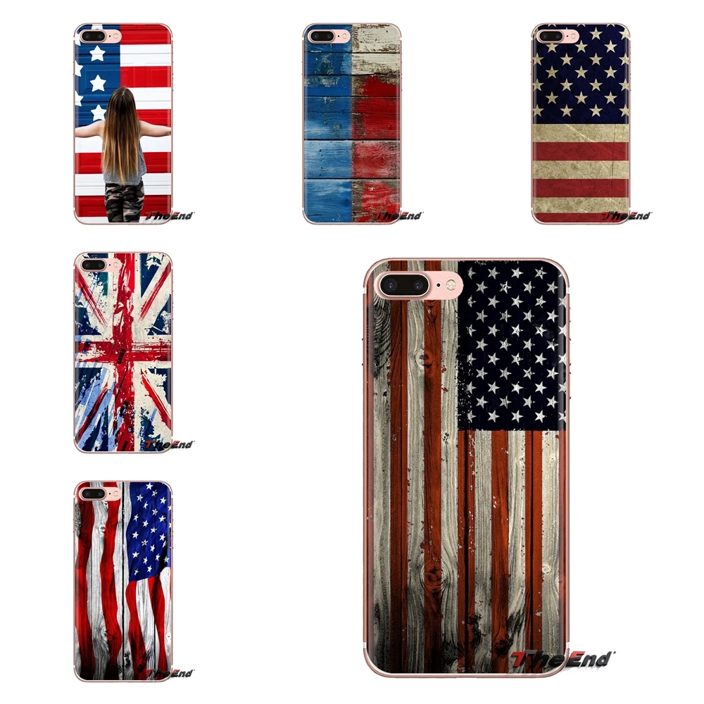 Silicone Cases Covers American flag wooden For Samsung Galaxy S2 S3 S4 S5 MINI S6 S7 edge S8 S9 Plus Note 2 3 4 5 8 Coque Fundas |