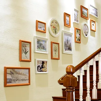 

European Stairs Photo Frames Creative Picture Walls Classic Elegant Retro Multi-colored Art Architectural Painting Combination L
