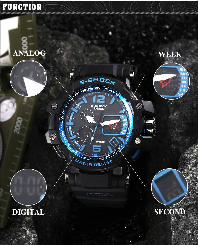 New sport brand fashion watch men's LED digital watch G outdoor multi-function waterproof military sports watch relojes hombre