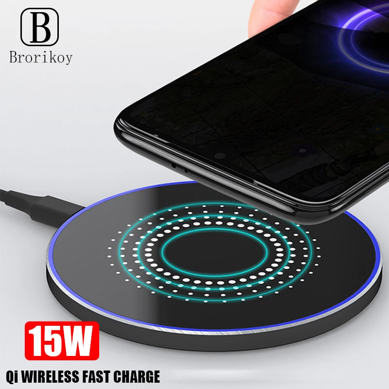 

Qi Wireless Charger 15W Fast Charging Pad for Samsung Note 10 Huawei Mate 20 Pro Wireless Quick Charging for iPhone X Xs 8 Plus