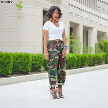 HHDMV Новая мода камуфляжные военные джинсовые свободные джинсовые штаны с эластичной резинкой на талии модные повседневные винтажные джинсовые штаны Mujer