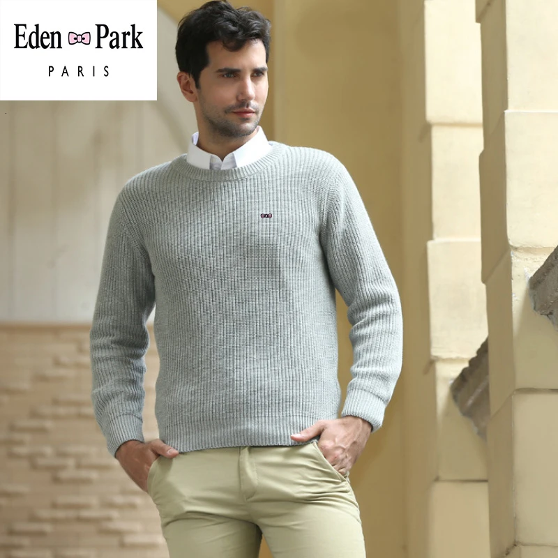 Eden Park, однотонные свитера, Мужской пуловер, тянет, мужской свитер, осень, весна, Повседневный, Мужская трикотажная одежда с круглым вырезом, синий, черный, серый