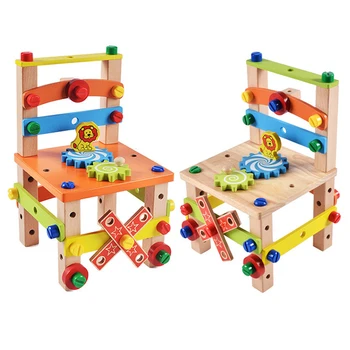 

Montessori Wooden Multifunctional Assembling Chair Toy for Kid Child Learning Intelligent Toys Colorful Educational Wooden Toys