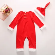 Рождественская Одежда для новорожденных девочек одежда для мальчиков Рождественский Плюшевый комбинезон с Санта-Клаусом комплекты одежды