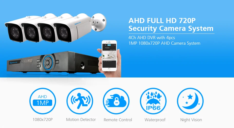 TOPROHOIME система видеонаблюдения с разрешением Full HD AHD 2MP 1920X1080P день камера наблюдения ночного видения комплект 4Ch H.265 2MP AHD DVR система 4 ТБ
