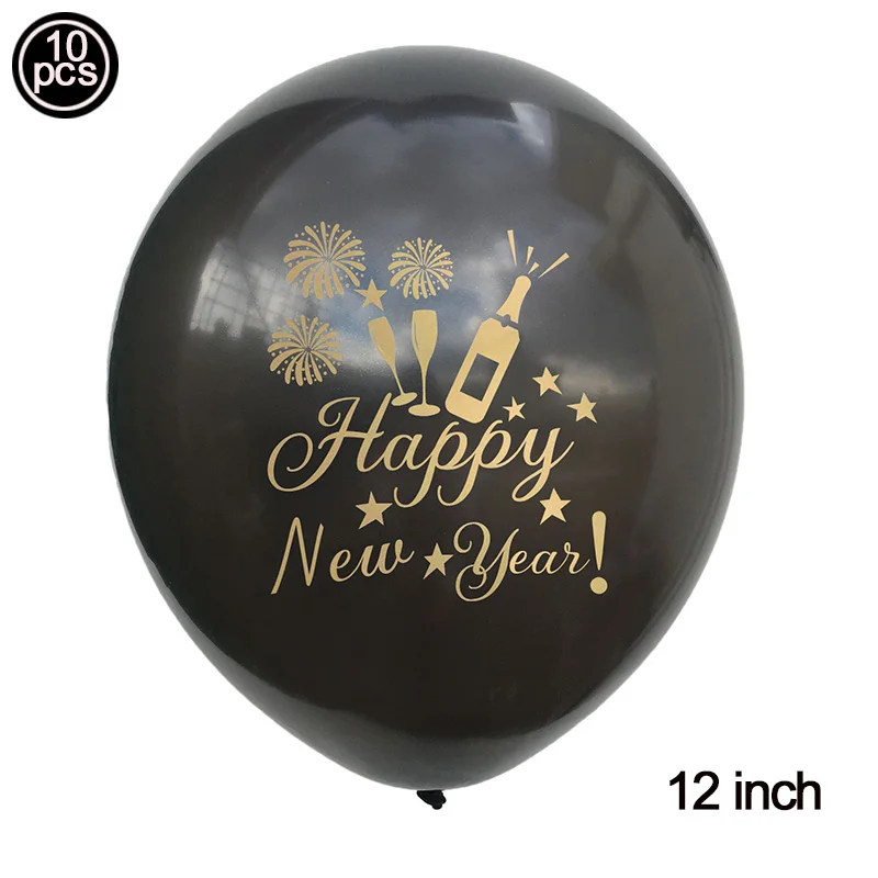 HNY Round black Счастливый год золото/ленточная фольга надувные буквы Год Вечерние Декор Navidad счастливый Рождественский шар украшение - Цвет: HNY Round black