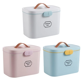 

Two-Layer Large Capacity Plastic First Aid Box Box Large Storage Box Medicine Box Emergency Container Household Box