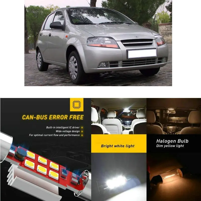 

LED Interior Car Lights For DAEWOO kalos klas hatchback saloon cabrio kj Dome map lamp bulb error free