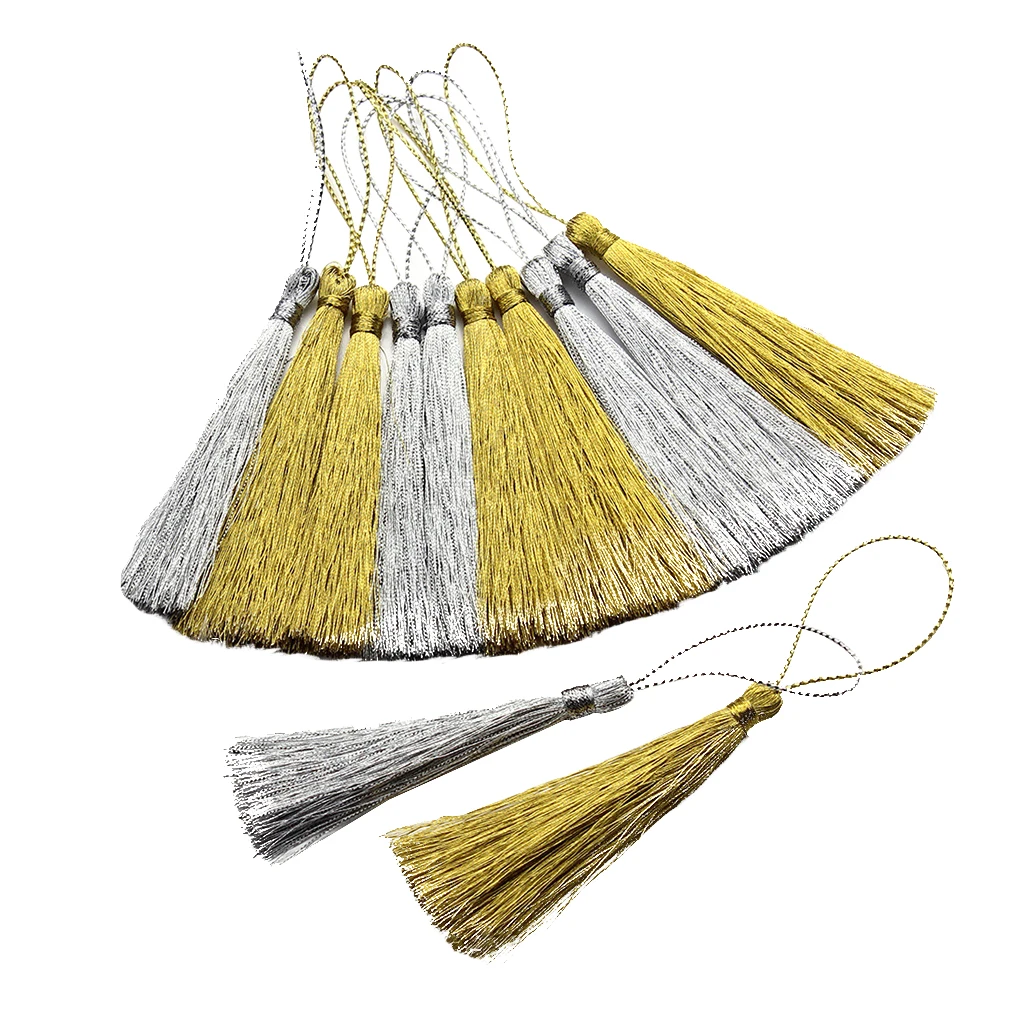 30x Silk Floss Bookmark Tassels &Cord Loop For Jewelry Making Souvenir Craft