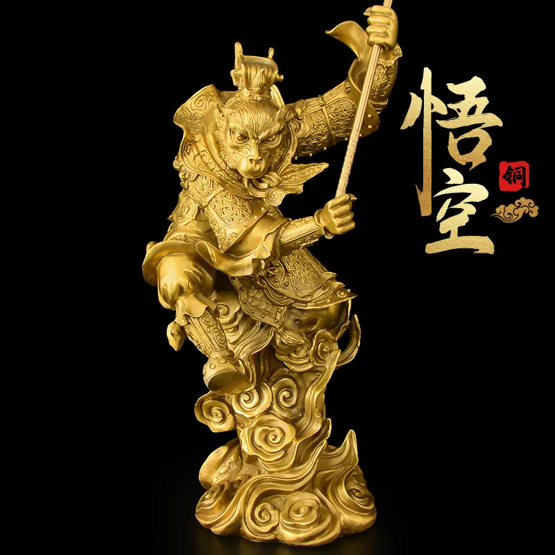 

Handmade Chinese Style Sun Wukong Ornaments Pure Copper Monkey Living Room Buddha Bronze Statue Lucky Large Size home decor