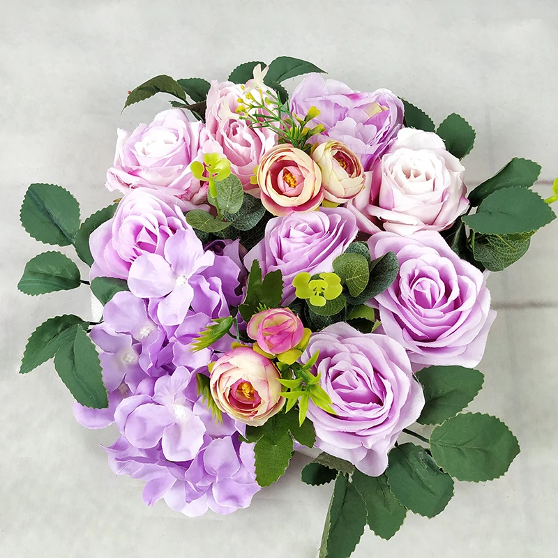 purple MEIHON, искусственные розы, цветы, искусственные цветы, украшения, цветок хогара, настенная свадебная АРКА, сделай сам, Декор, венок, домашняя гирлянда - Цвет: purple