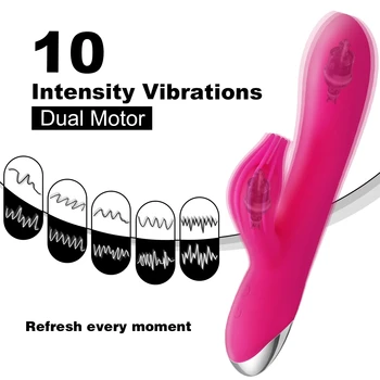 10 Speed G Pot Vibrator USB Rechargeable Powerful Dildo Rabbit Vibrator for Women Clitoris Stimulation Massage Adult Sex Toys 3