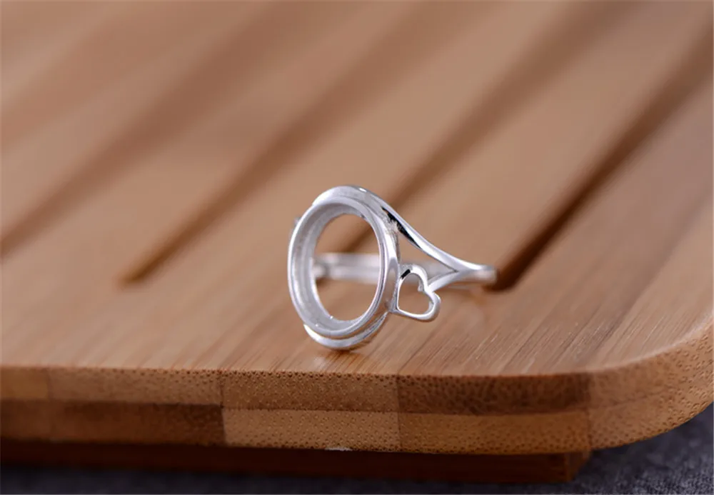 Ring Blank (10x12mm Oval Blank) Long-Lasting White Gold Plated 925 Silver Ring Base Adjustable Ring Setting R618B