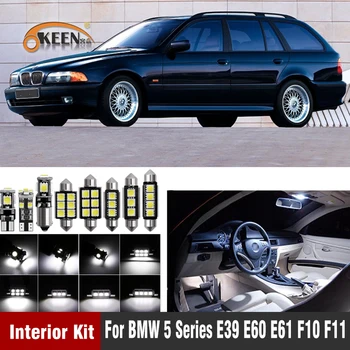 

White Error Free Canbus LED Interior Lighting Kit for BMW 5 Series E39 E60 E61 F10 F11 Dome Map Roof Light Bulb Kit