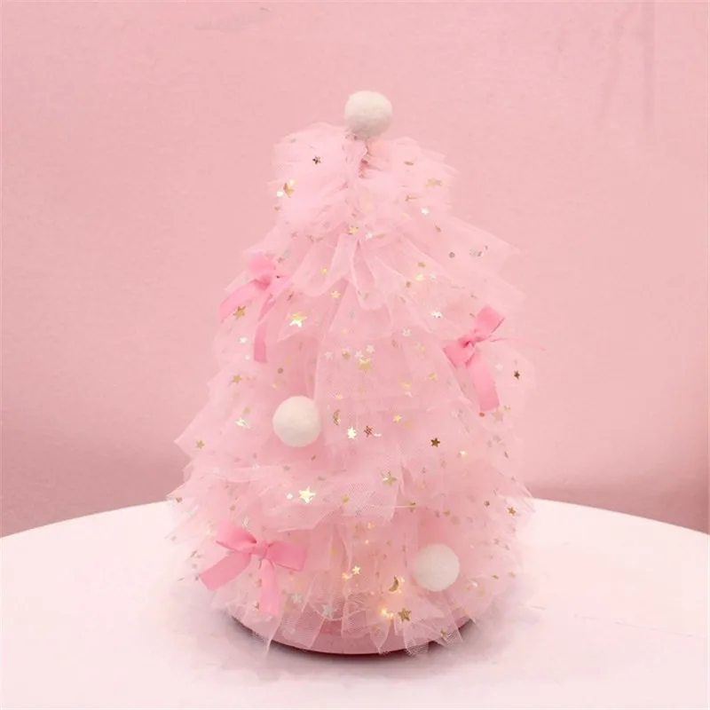 INS Girl Heart Desktop Decoration Pink Dreaming Christmas Tree Night Light Home Desktop Small Decoration Gift QW267 (1)