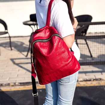 

Women's bag 2020 new top layer cowhide backpack leather backpack Japanese and Korean schoolbag ladies simple