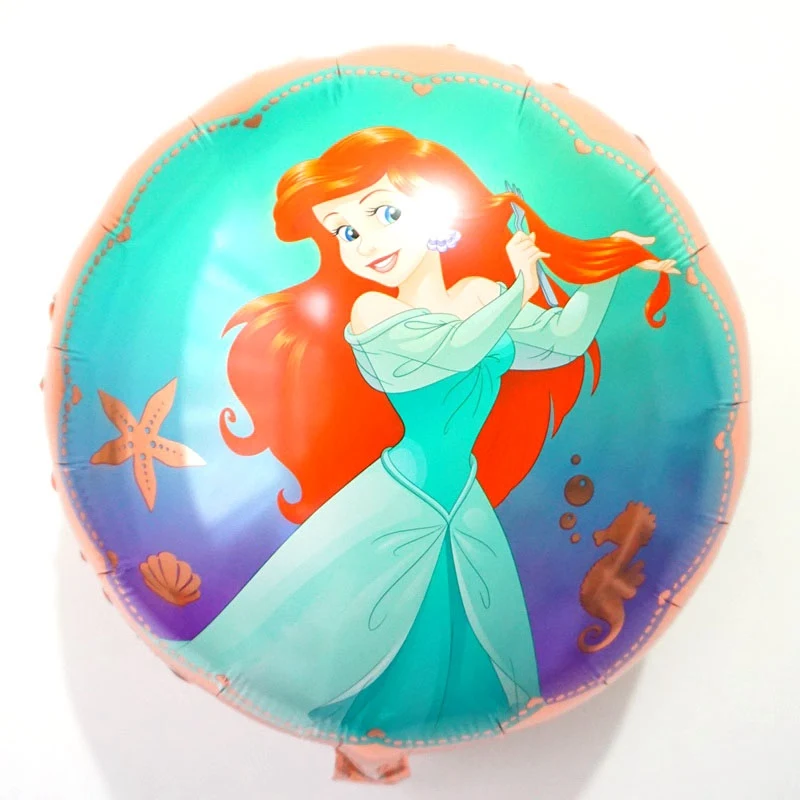 party balloons 5pcs/lot 18 inch round Cinderella style helium balloons for girl birthday gift Cinderella princess foil balloons - Цвет: 5pc cx mermaid