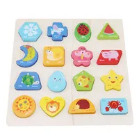 Geometric Shape Детская деревянная Монтессори 3D головоломка игры доска детские развивающие игрушки ручной захват Мультфильм Транспорт формы ферма головоломка - Цвет: Geometric Shape