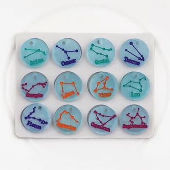 

12 Constellation Silicone Resin Mold For Make Jewelry Pendant Uv Epoxy Resin Molds DIY Pendant Phone Case Crafts Making Tools
