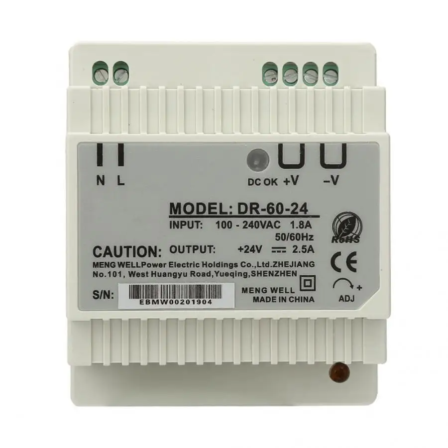 DR-60-24 60W Single Output 24V Din-Rail Power Supply AC/DC Switching Electrical Access | Обустройство дома