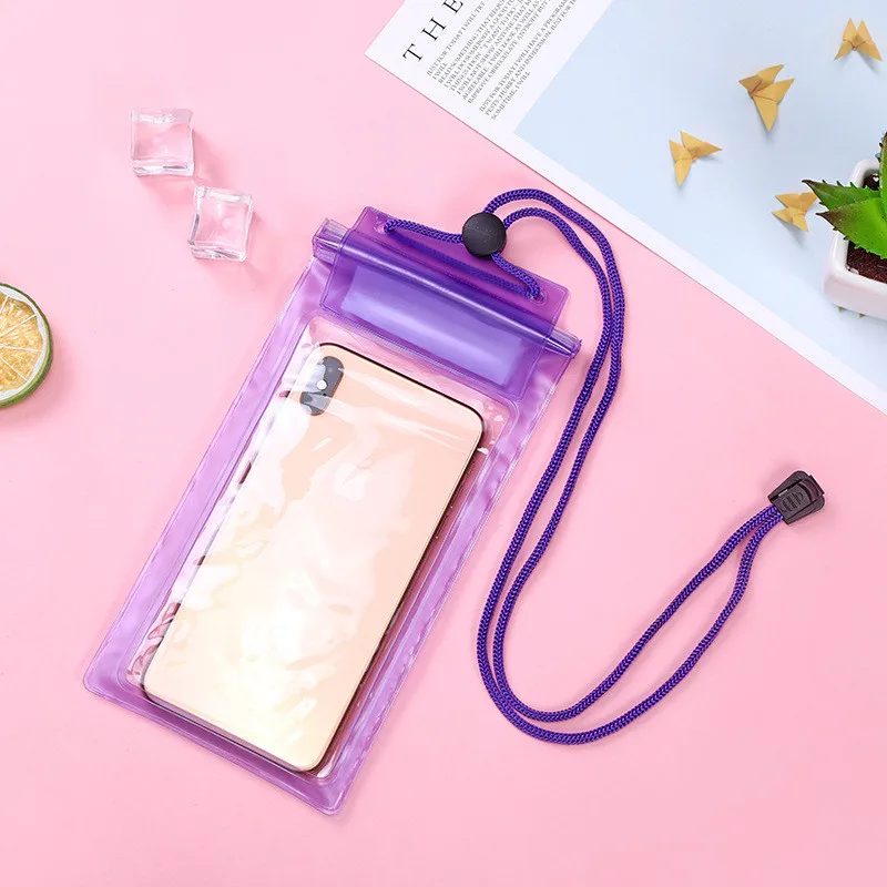 Сильный 3 Слои запечатывания сумки для плавания Водонепроницаемый смарт-чехол для телефона Сумки для дайвинга для IPhone Карманный чехол для samsung Xiaomi htc - Цвет: purple