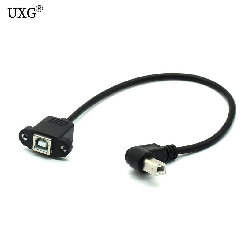 30CM M/F USB 2.0 Type B Male to Female Right Angle Extension Data Cable Panel Mount For Printer Cable Screw Hole usb extension cable usb printer cable usb extension adapter