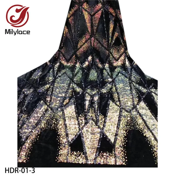 color 3 Milylace нигерийская бархатная ткань с блестками высокого качества смешанные цвета блестки Бархатная Ткань 5 ярдов для вечерних платьев HDR-01 - Цвет: color 3