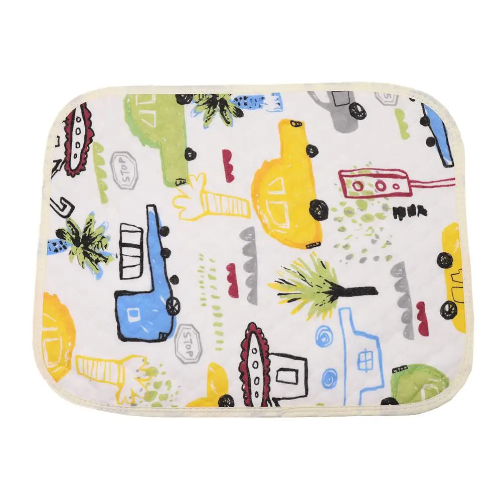Car world Kidlove Baby мультфильм хлопок водонепроницаемый протектор нескользящий коврик кровать коврик 50*70 см - Цвет: Car world