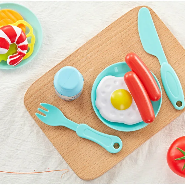 Kitchen Play House Toy Miniature Mini Plastic Food Girl Kids Cutting Vegetables Fruits Cooking House Set Toy For Children Gift 6