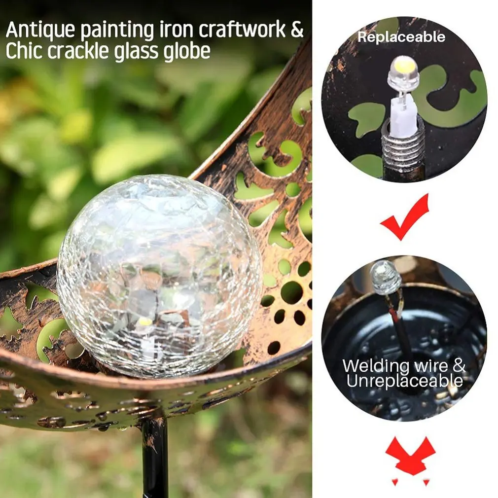 Moon Spherical Light Solar Metal Crafts Lamp Post Garden Decoration Poles Warm White Color Led Light New